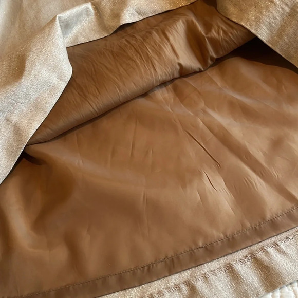 Vintage Linen Blend Dress Women12 Tan Gold Metallic Thread Sleeveless Baby Doll - Picture 17 of 17